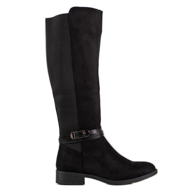 Ideal Shoes Stivali in pelle scamosciata nero