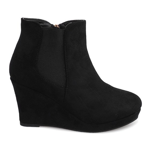 Stivali con zeppa in pelle scamosciata YL061 Nero