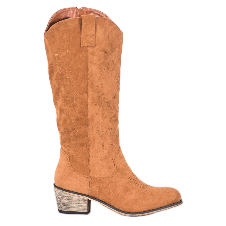 Abloom Stivali da cowboy in pelle scamosciata marrone