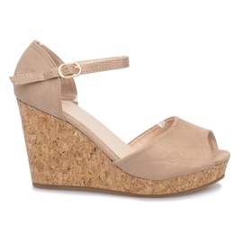 Sandali con zeppa Camp beige