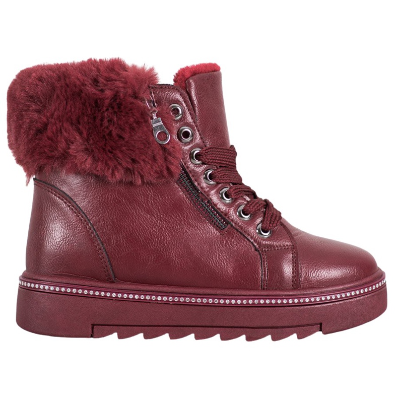 SHELOVET Stivali bordeaux con pelliccia rosso