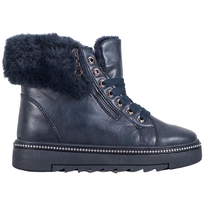 SHELOVET Stivaletti Blu Con Pelliccia