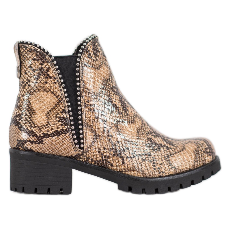 SDS Stivaletti Chelsea con stampa serpente marrone