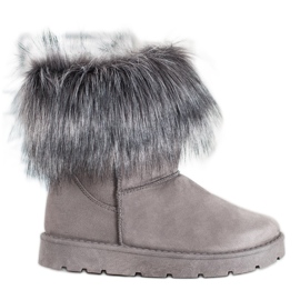 SHELOVET Mukluki grigio con pelliccia