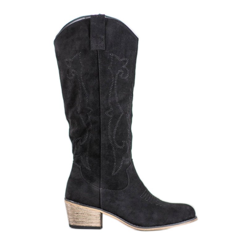 Abloom Stivali da cowboy in pelle scamosciata nero