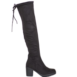 SHELOVET Stivali con plateau in pelle scamosciata nero