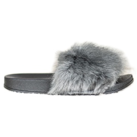 SHELOVET Comode pantofole in pelliccia grigio