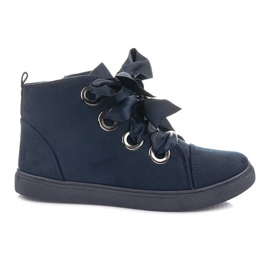 Stivaletti in pelle scamosciata Bows TL0147 Navy Blue nero
