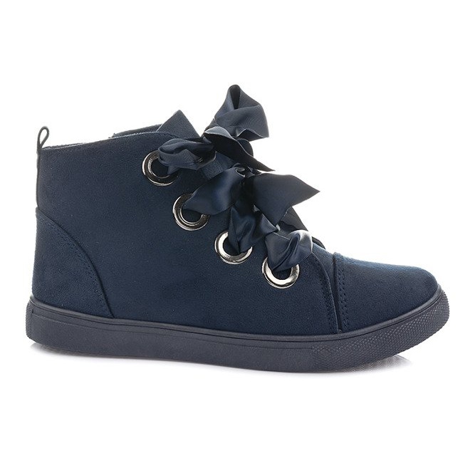 Stivaletti in pelle scamosciata Bows TL0147 Navy Blue nero