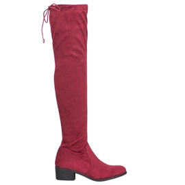 Small Swan Stivali bordeaux sopra il ginocchio rosso