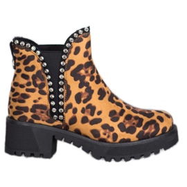 SDS Stivaletti Chelsea con stampa leopardata marrone