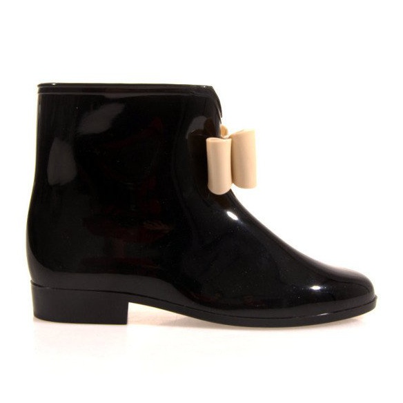 Stivali Wellington con fiocco Y014 Black nero