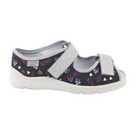 Sliponi per bambini di Befado 969Y144 nero rosa grigio