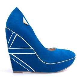 Décolleté con zeppa in pelle scamosciata 518918 Blu