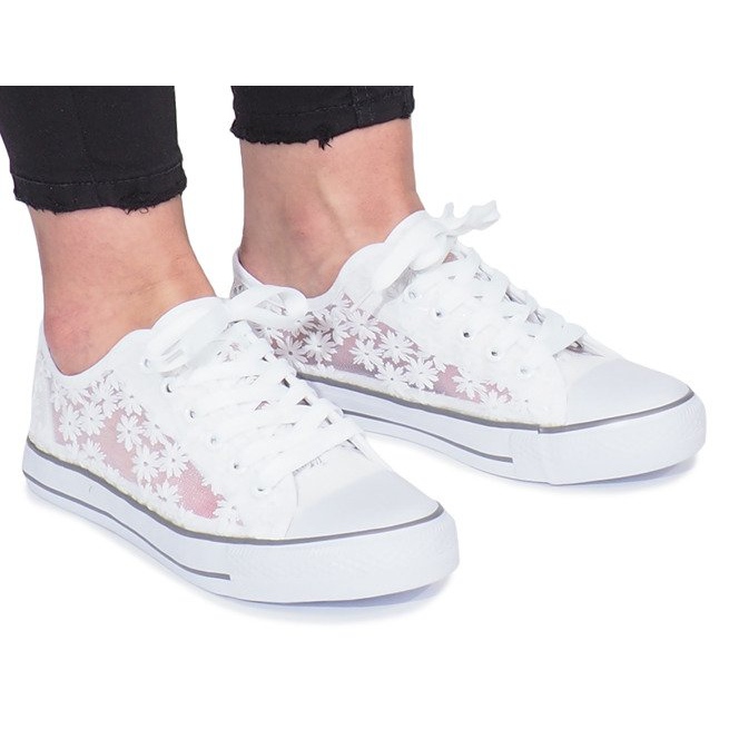 Impress sneakers traforate beige bianca