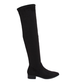 Stivali sopra il ginocchio con tacco piatto nero RB34P Black Ii Genre