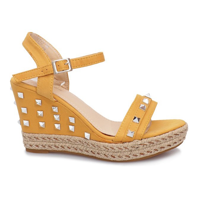 Sandali gialli con zeppa e borchie Khloe giallo
