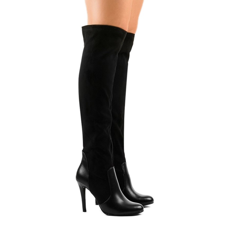 Stivali da donna in camoscio con tacco 8020 nero