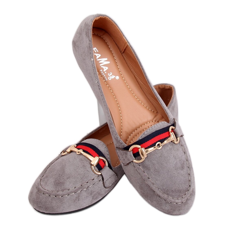 Grigio Mocassini grigi da donna B2027 Grigio