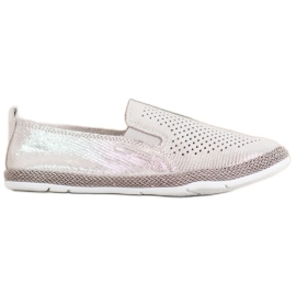 Goodin Espadrillas in pelle traforata grigio giallo