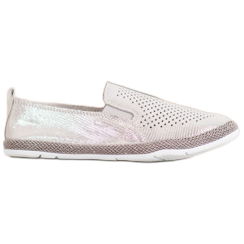 Goodin Espadrillas in pelle traforata grigio giallo