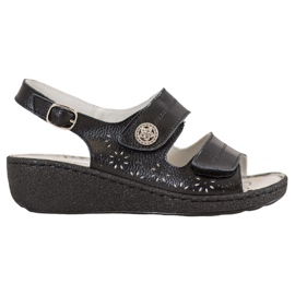 Goodin Sandali con zeppa in pelle nero
