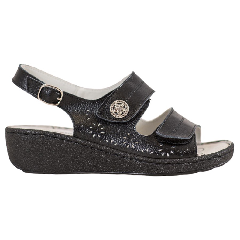 Goodin Sandali con zeppa in pelle nero