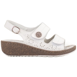 Goodin Sandali con zeppa in pelle bianco
