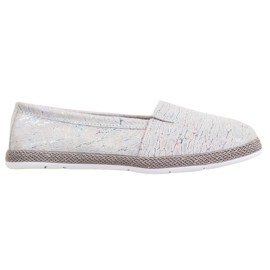 Goodin Ballerine in pelle con effetto holo grigio