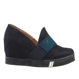 Décolleté blu navy sulla zeppa T1715-2