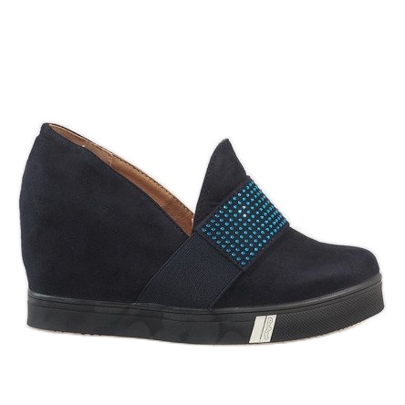 Décolleté blu navy sulla zeppa T1715-2