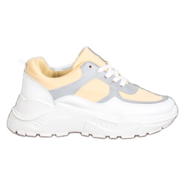 SHELOVET Scarpe da ginnastica alla moda bianco giallo