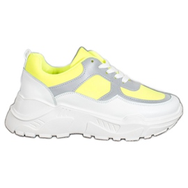 SHELOVET Scarpe da ginnastica alla moda bianco giallo