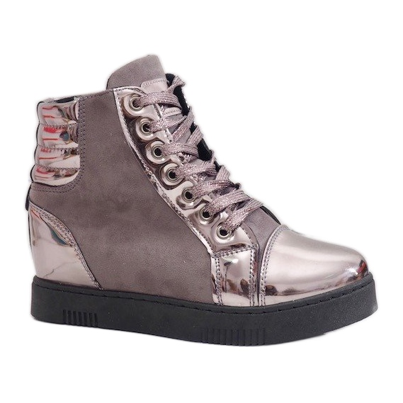 Sneakers Scamosciate Laccate Grigie TL-57 grigio