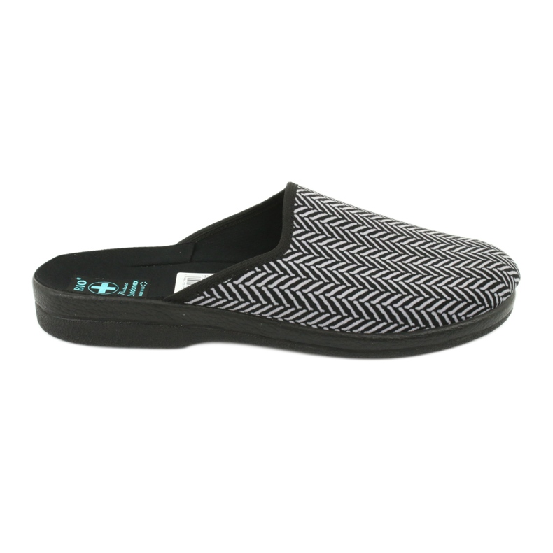 Pantofole ciabatte da uomo Adanex 25147 a spina di pesce nero grigio