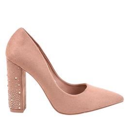 Décolleté in camoscio rosa sul pilastro D-1230