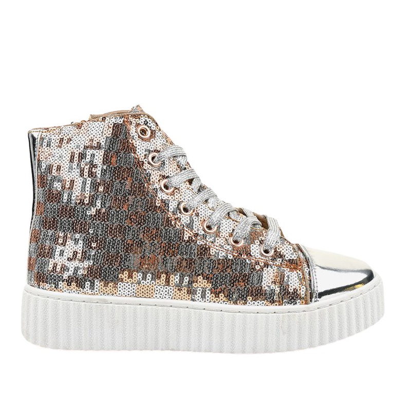 Sneakers argento su piattaforma con cerniere 1761 grigio