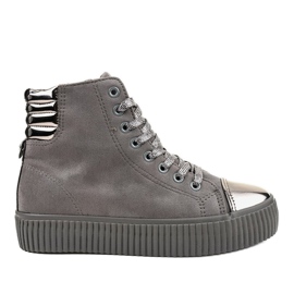 Sneakers grigie sulla piattaforma femminile TL-53 grigio