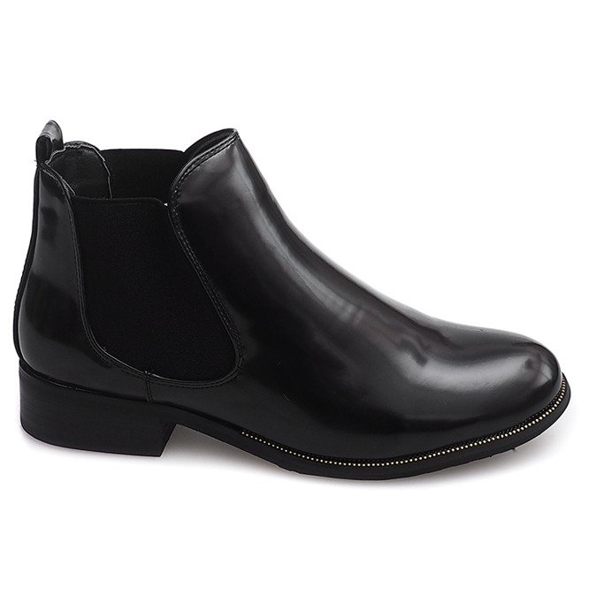 Stivaletti Laccati Con Elastico QQ48A Nero