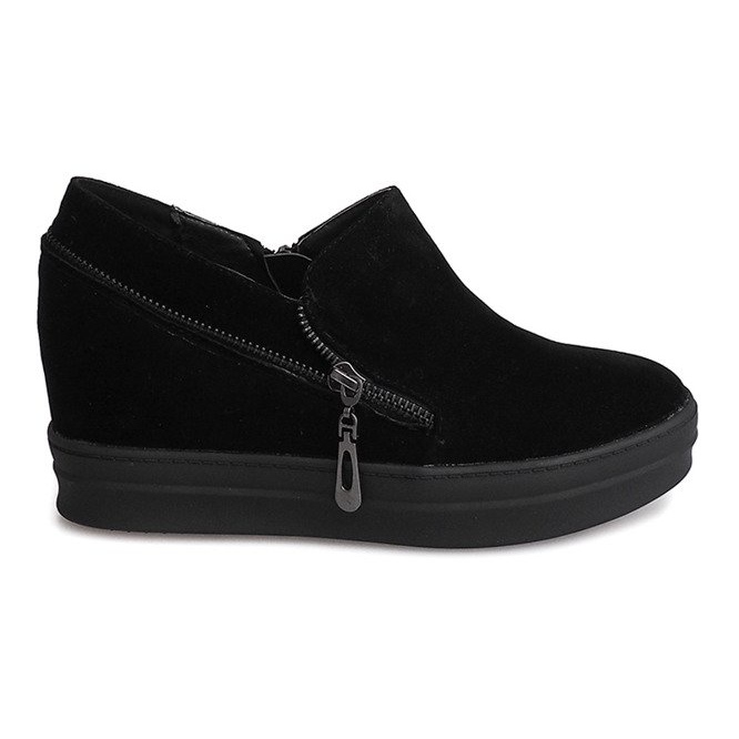 Sneakers In Pelle Scamosciata Con Zeppa 9168 Nere nero