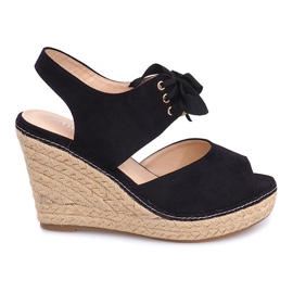 Sandali con zeppa Espadrillas B2909 Nero