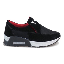 Scarpe sportive nere con un delicato tacco a zeppa A-13 nero