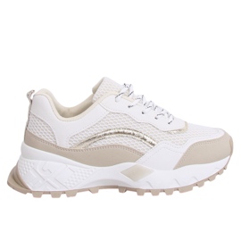 LA87P Scarpe sportive beige bianche e beige bianco marrone