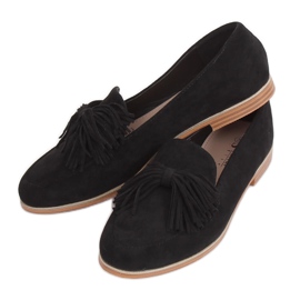 Nero Mocassini da donna con frange T357P Nero