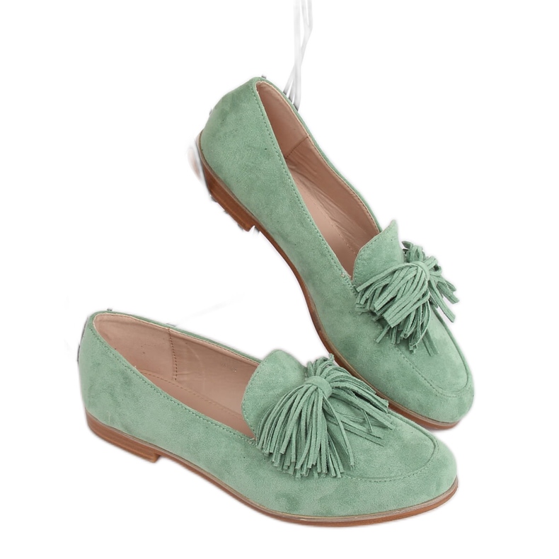 Mocassini da donna verdi con frange T357P Green verde