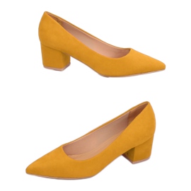 Décolleté con tacco basso miele A-3370 Giallo
