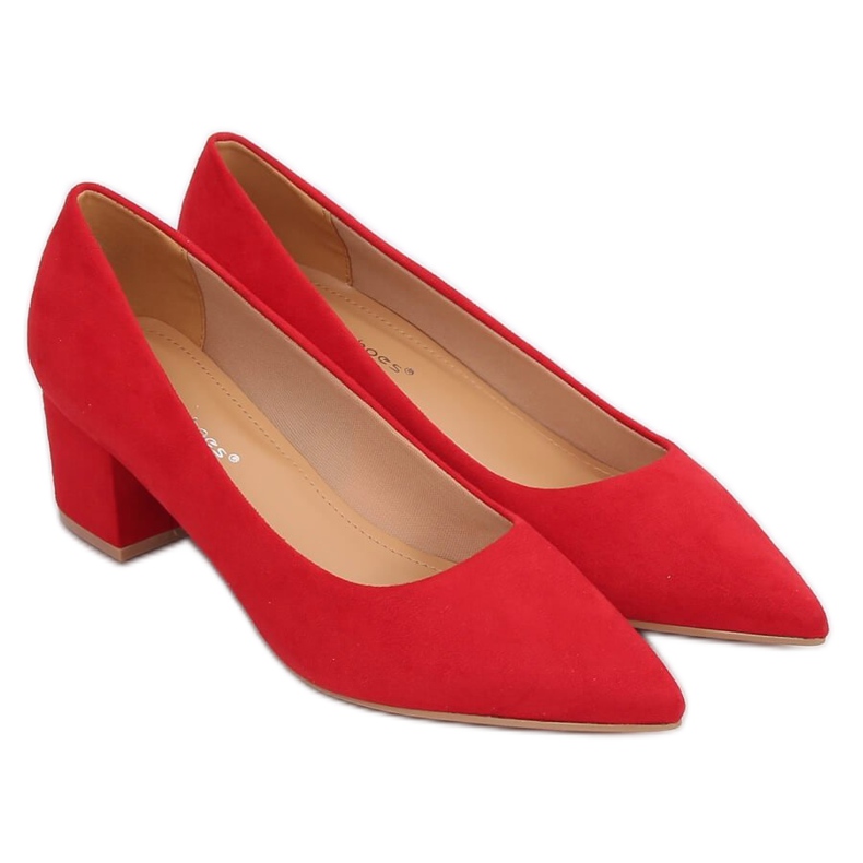Décolleté tacco basso rosso A-3370 Rosso