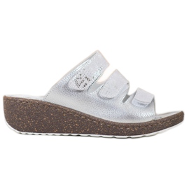 Goodin Pantofole in pelle argento grigio