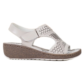 Goodin Sandali con zeppa traforati grigio