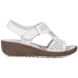Goodin Sandali con zeppa traforati bianco